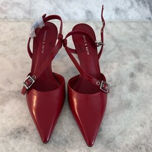 Charles & Keith Red Wine Kitten Heel size 5